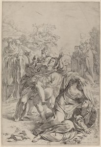 Św. Benedykt uzdrawiający opętanych autorstwa Simone Cantarini after Lodovico Carracci