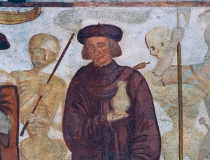 Śmierć z Doktorem, fragment z Tańca śmierci autorstwa Simone II Baschenis