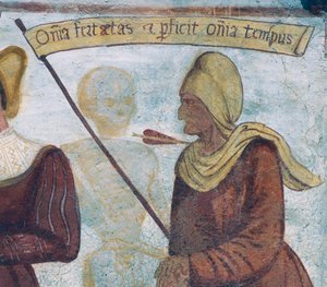Śmierć ze starą kobietą, fragment z Tańca śmierci autorstwa Simone II Baschenis