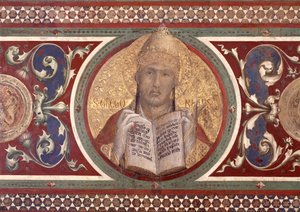 Maesta: Św. Grzegorz, detal z ramy, 1315 detal fresku z 51591 autorstwa Simone Martini