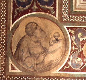 Maesta: Św. Mateusz i Anioł, fragment z kadru autorstwa Simone Martini