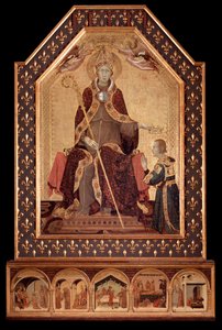Św. Ludwik Anjou (z Tuluzy) Korona Robert I z Neapolu (1277-1343) Obraz Simone Martini (ok. 1284-1344) 1317 Dim 200x138 cm Neapol, Museo Nazionale di Capodimonte, nr inw. autorstwa Simone Martini