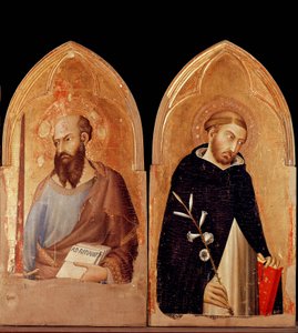 św. Paweł i św. Dominik. Poliptyk Orvieto (tempera i złoto na panelu) autorstwa Simone Martini