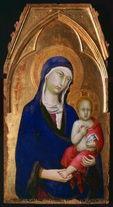 Madonna z Dzieciątkiem, fragment z Ołtarza św. Dominika, autorstwa Simone Martini (1283-1344), tempera i złoto na desce autorstwa Simone Martini