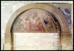 Tympanon przedstawiający Matkę Boską Pokory z Dzieciątkiem Jezus w otoczeniu aniołów, 1341 autorstwa Simone Martini