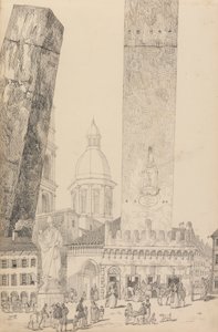 Album 30 widoków w Tyrolu i we Włoszech: Krzywe Wieże, Pomnik św. Franciszka, Bolonia 12 listopada 1840 autorstwa Sir Charles D