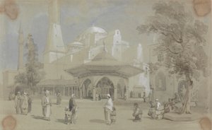 Widok na meczet Hagia Sophia i fontannę Shadirvan w Stambule