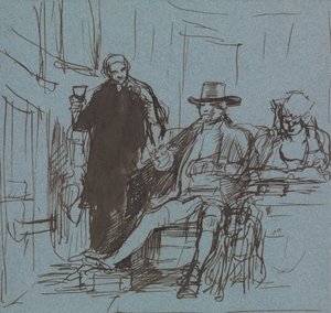 Kapitan Locker siedzący przy stole ze swoją córką; lokaj stojący obok niego autorstwa Sir David Wilkie