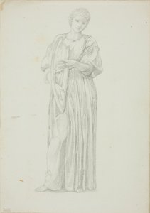 Drapowana postać kobiety grającej na harfie autorstwa Sir Edward Burne Jones