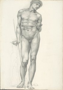 Paryż ze Złotym Jabłkiem w Lewej Ręce, za Tryptyk Trojański (szkicownik #2638) autorstwa Sir Edward Burne Jones