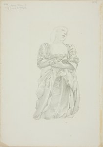 Odbicie klęczącej postaci kobiecej, studium dla Zwierciadła Wenus autorstwa Sir Edward Burne Jones