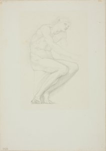 Siedzący mężczyzna nago autorstwa Sir Edward Burne Jones