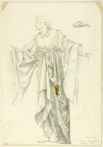 Studium do figury "Bezczynność - polowanie na różę autorstwa Sir Edward Burne Jones