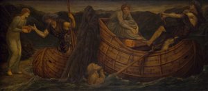 Kupidyn i Psyche - Pałacowe Zielone Malowidła - Psyche dająca Monetę Przewoźnikowi Styksu, 1881. autorstwa Sir Edward Coley Burne Jones