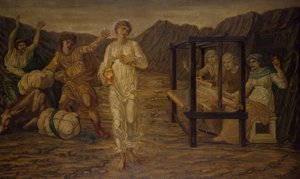 Kupidyn i Psyche - Pałacowe Zielone Murale - Psyche ustawione przez Wenus Zadanie, 1881. autorstwa Sir Edward Coley Burne Jones
