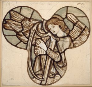 Projekt witraży w kościele w Lyndhurst: An Angel Harfista, 1862 autorstwa Sir Edward Coley Burne Jones