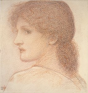 Studium głowy kobiety, zwrócone w lewo, 1886 autorstwa Sir Edward Coley Burne Jones