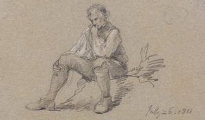 Mężczyzna siedzi autorstwa Sir George Howland Beaumont seventh Baronet