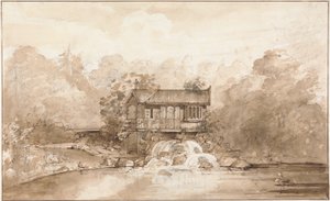 Projekt dla Hermitage, Virginia Water (pióro i brązowy tusz na graficie z praniem na papierze)