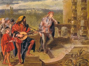 Muzyk śpiewa w Dwóch dżentelmenach z Werony: Akt IV scena II, c1875 autorstwa Sir John Gilbert