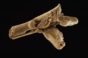 Trójgłowy miotacz włóczni, prehistoryczna rogata laska.