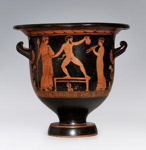 Satyr tańczący Apulian Krater, ok. 420-410 pne. autorstwa Sisyphus Painter