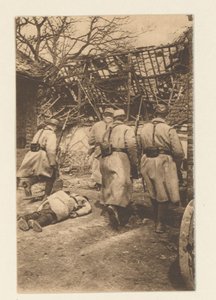 Bitwa pod Arras (9 maja do czerwca) była dla Niemców niezwykle krwawa. (...) Oto epizod zdobycia Neuville (...) (tytuł na obiekcie) 12 cartes postales illustrées de la Grande Guerre / Pochette No 2 (tytuł serii na obje autorstwa Sémaphore
