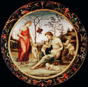 Alegoria Miłości Wenus terrestre z Erosem i Wenus celeste z Anterosem i dwoma amorkami