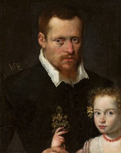 Portret mężczyzny z córką autorstwa Sofonisba Anguissola