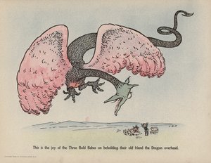 Ilustracja do "Further Doings of the Three Bold Babes" (kolorowa litografia) autorstwa Sophia Rosamond Praeger