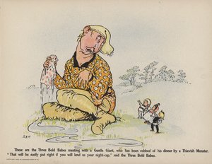 Ilustracja do "Further Doings of the Three Bold Babes" (kolorowa litografia) autorstwa Sophia Rosamond Praeger