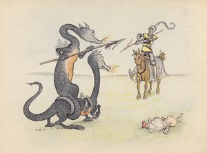 Ilustracja do Little Twin Dragons autorstwa S. Rosamond Praeger (kolorowa litografia) autorstwa Sophia Rosamond Praeger