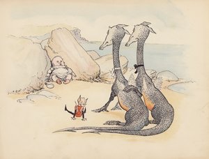 Ilustracja do Little Twin Dragons autorstwa S. Rosamond Praeger (kolorowa litografia) autorstwa Sophia Rosamond Praeger
