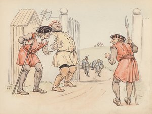Ilustracja do Little Twin Dragons autorstwa S. Rosamond Praeger (kolorowa litografia)