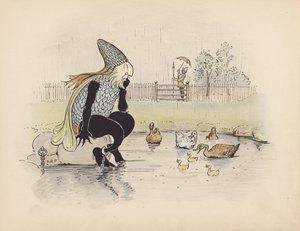 Ilustracja do Little Twin Dragons autorstwa S. Rosamond Praeger (kolorowa litografia)