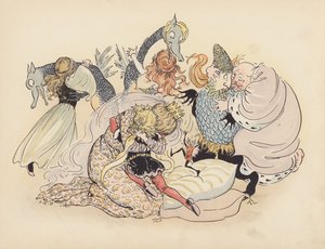 Ilustracja do Little Twin Dragons autorstwa S. Rosamond Praeger (kolorowa litografia) autorstwa Sophia Rosamond Praeger
