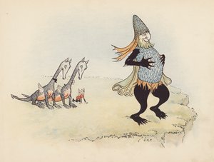 Ilustracja do Little Twin Dragons autorstwa S. Rosamond Praeger (kolorowa litografia)