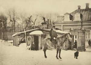 Rosyjski pisarz Lew Tołstoj na koniu, Moskwa, Rosja, 1900 autorstwa Sophia Andreevna Tolstaya