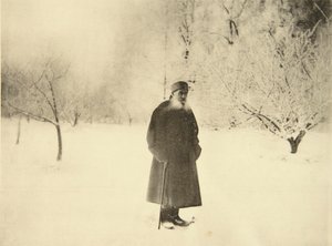 Rosyjski pisarz Lew Tołstoj na zimowy spacer, 1900 autorstwa Sophia Andreevna Tolstaya