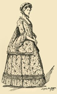 Zdjęcie krótkiego woreczka Watteau noszonego na halce, c1750-1800, 1903, 1937. autorstwa Sophie B. Steel