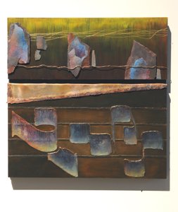 The Word, 2007 (panel, miedź, złota nić, ołów, łupek, papier ścierny, pigment)