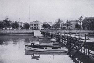 Esplanade, z Yacht Club Jetty, Durban (zdjęcie czarno-białe) autorstwa South African Photographer