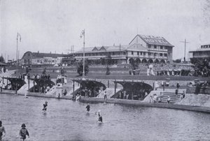 Ocean Beach, pokazujący Beach Hotel, Durban (zdjęcie czarno-białe) autorstwa South African Photographer