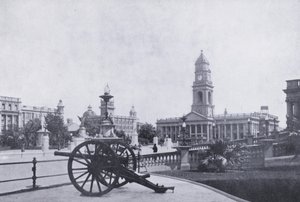 Ogrody Miejskie, ukazujące Urząd Pocztowy, Durban (zdjęcie czarno-białe) autorstwa South African Photographer