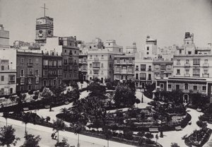 Kadyks: Plaza de Guerra Jimenez (zdjęcie czarno-białe) autorstwa Spanish Photographer