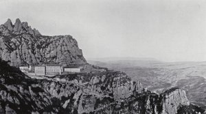 Widok ogólny Montserrat (zdjęcie czarno-białe) autorstwa Spanish Photographer