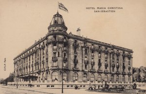 Hotel Maria Christina, San-Sebastien (zdjęcie czarno-białe) autorstwa Spanish Photographer
