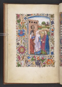 Dodaj MS 50004 f.16v Nawiedzenie, z „Księgi godzin” (tusz, kolor i złoto na welinie) autorstwa Spanish School