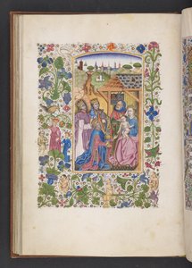 Dodaj MS 50004 f.37v Adoracja Trzech Króli, z „Księgi Godzin” (tusz, kolor i złoto na welinie) autorstwa Spanish School