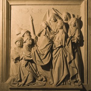 Płaskorzeźba św. Idelfonsa otrzymującego ornat, wnętrze La Mezquita, Cordoba, 1507 autorstwa Spanish School